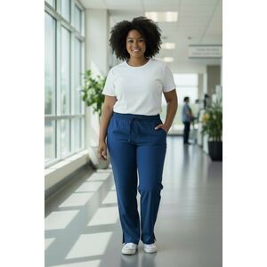 Uniforms Women Navy Blue Drawstring Scrubs Pants Plus Size 3XL Nurse Pockets
